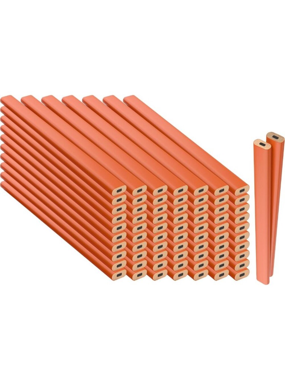 Bulk Carpenter Pencils - 72 Pack Hard Lead #2 HB Wooden Pencils - Neon Orange